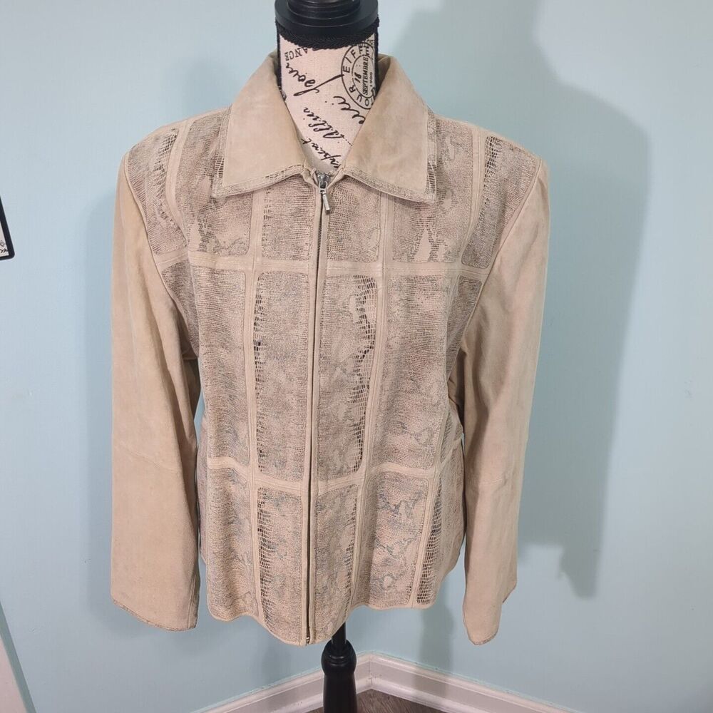 Vintage Outwear By Lisa Animal Print Leather Zip Up Jacket new with tags large
